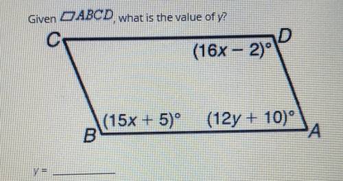 Given ABCD what is the value of y?