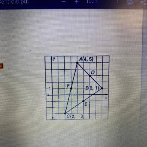 16. Find the length of the median CD.

17. Find the coordinates of E, the midpoint of BC
18. Find