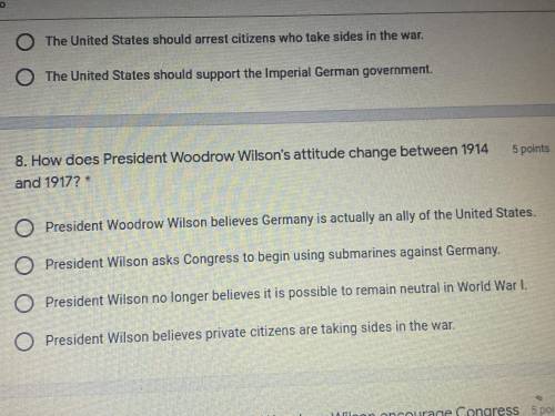 How does president Woodrow Wilson’s attitude change between 1914 and 1917
