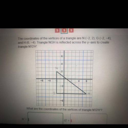 What are the coordinates of the verticals of triangle N,G,H