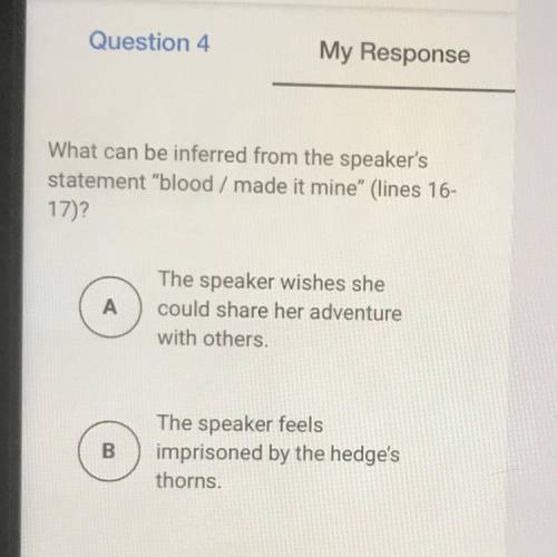 What can be inferred from the speaker's

statement blood / made it mine” (lines 16-
17)?
HELP PLS