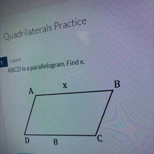 ABCD is a parallelogram. Find x.