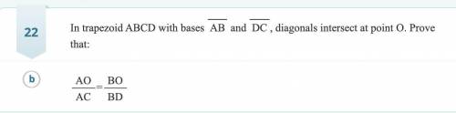 PLSSSS HELPPPP in trapezoid ABCD with bases AB and CD, diagonals intersect at point O. Prove: AO/AC