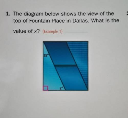 The diagram below shows the view of the top of Fountain Place in Dallas. What is the value of x?