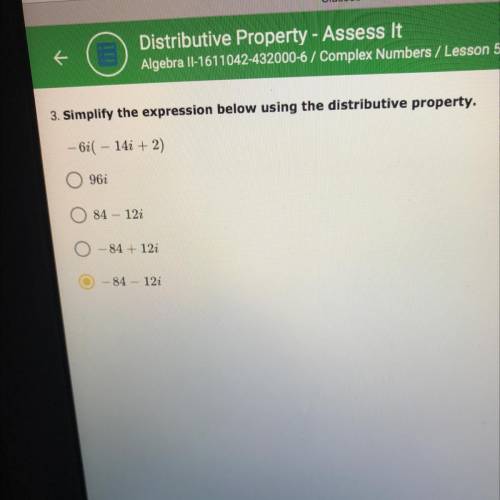 Simplify the expression below using the distributive property