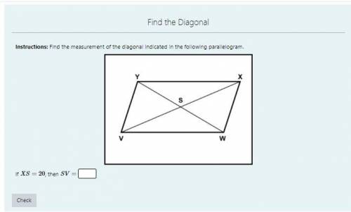 Instructions: Find the measurement of the diagonal indicated in the following parallelogram.