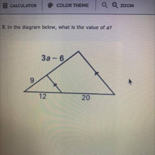 In the diagram below , what is the value of a?
