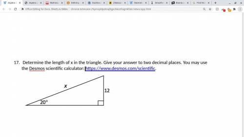 Determine the length of x in the triangle. Give your answer to two decimal places. You may use the