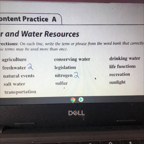 Four uses of water are:
i gave a pic of a word bank. plz help