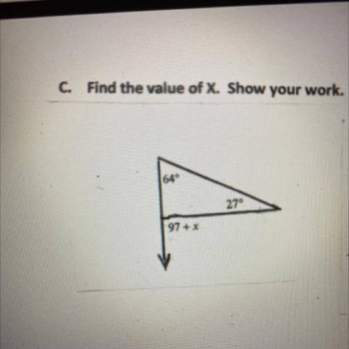 Find the value of X. Show your work.
Congruent triangle