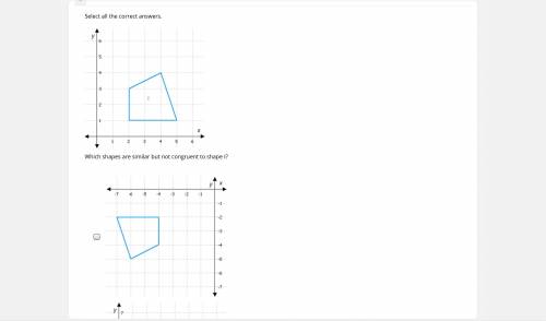 Select all the correct answers.
Which shapes are similar but not congruent to shape I?
