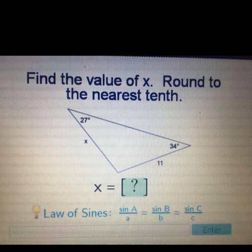 Need help ASAP fine the value of x. Round to the nearest tenth x=