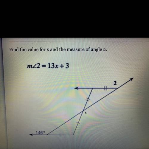 Find the value of X in the measure of angle 2.