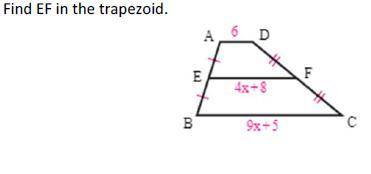 Find EF in the trapezoid.
How can I solve for this?