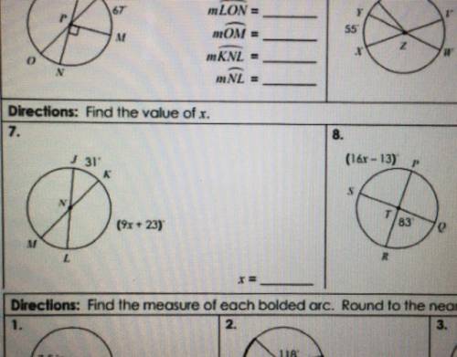 Find the value of x using central angles and arc measures