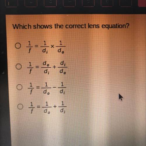 Which shows the correct lens equation?