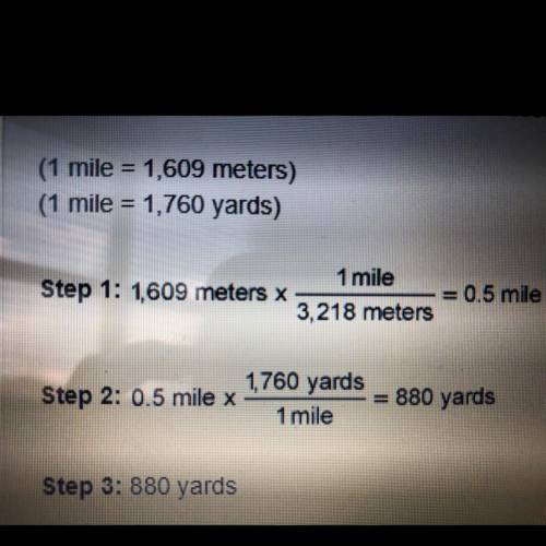 What was the error made in this conversion?

A.)The 1 mile and 3,218 meters in Step 1 should be sw