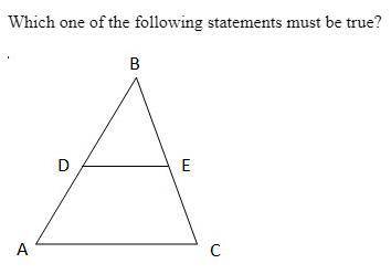 Given d is the midpoint of ab, e is the midpoint of bc, and ac = 24 units. which of the following s