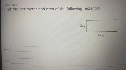 Find the perimeter and area of the following rectangle