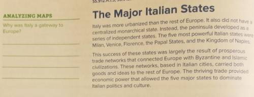Analyzing Maps: Why was Italy a gateway to Europe?