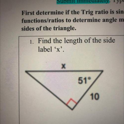 First determine if the Trig ratio is sin, cos, or tan. Use inverse (2nd) function/ ratios to determ