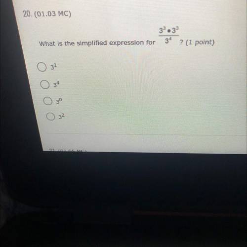 20. (01.03 MC)
What is the simplified expression
? (1 point)