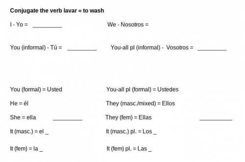 Conjugate the verb lavar (to wash)