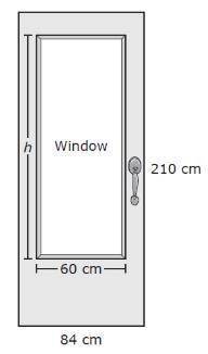 The diagram shows a door that has a window in it. The front faces of the door and the window are sim