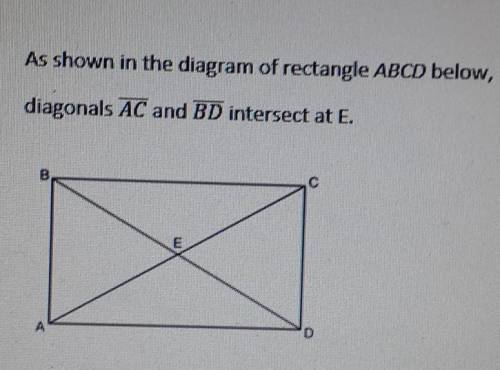 If AE= X+2 and BD = 4x-16, then the length of Line AC is?

Explain briefly which properties of rec