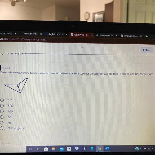 Determine if the triangles are congruent and if so what method