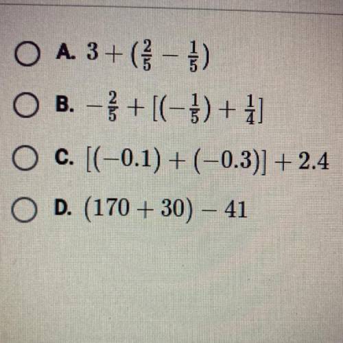 Which expression would be easier to simplify if you used the associative

property to change the g