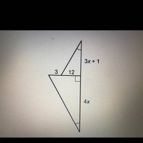 The two triangles are similar what is the value of x? 
x=___