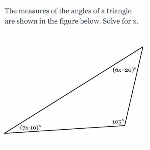 WILL GIVE BRAINLEIST

the measures of the angle of a triangle are shown in the figure below solve