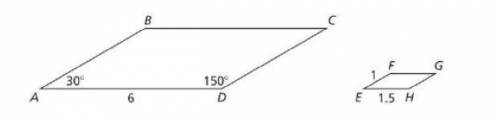 The parallelograms below are similar.

Find the length of side AB and the measure of angle E. 
Sid