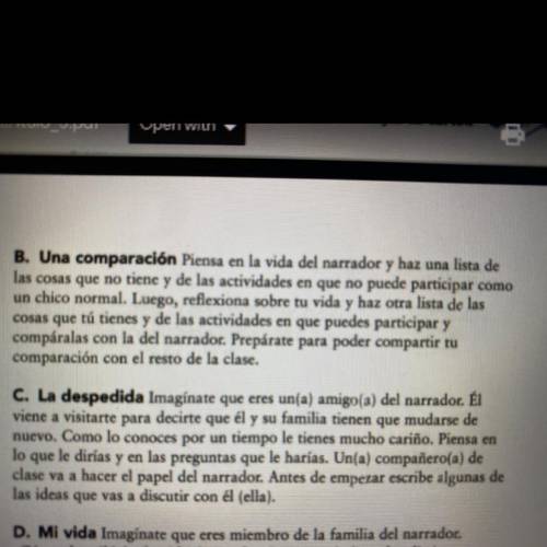 I just need letter B I am not good at Spanish, please help me and the book is Cajas de carton