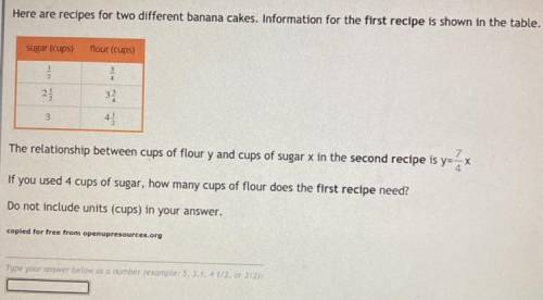 Please help me it’s urgent

Here are recipes for two different banana cakes. Information for the f