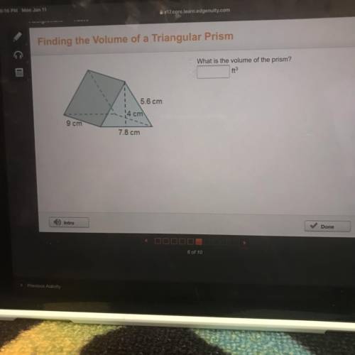 Finding the Volume of a Triangular Prism
What is the volume of the prism?
ft3