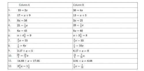 Solve each equation.

Possible group activity: columns. Tell me what you notice about both columns