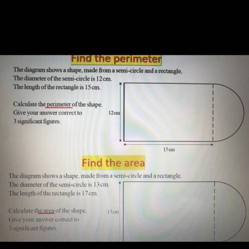 FIND THE PERIMETER

The diagram shows a shape, made from a semi-circle and a rectangle.
The diamet