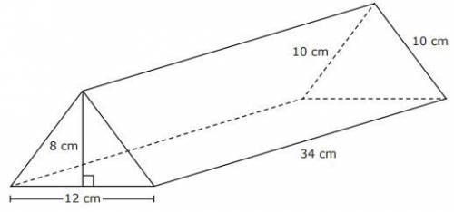 The dimensions of a triangular prism are shown in the diagram.

What is the volume of the triangul
