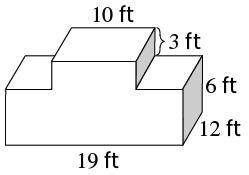This figure is made up of two rectangular prisms.
What is the volume of the figure?