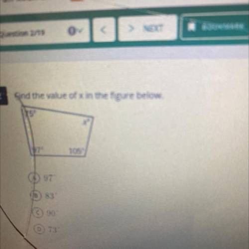 Find the value of x in the figure below.
75
97
105
