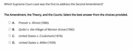 Which Supreme Court case was the first to address the Second Amendment?