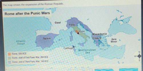 According to the map, which territory did Rome gain during the Punic Wars? o Asia Minor O Gaul 0 Ro