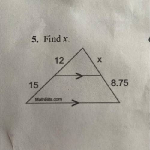 Find x. 
Side splitter Theorem 
I know the answer is 7 but I don’t know how to solve.