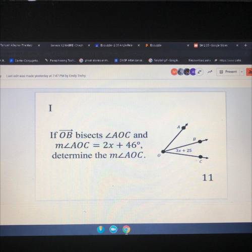 |

If OB bisects ZAOC and
1/ AOC 28 | 46,
determine the mZAOC.
,
مهم
20 ) از
11