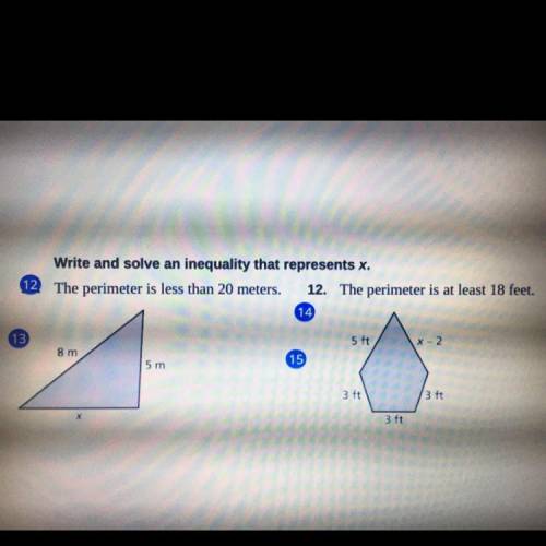 Write and solve an inequality that represents x.
Solve the image above
