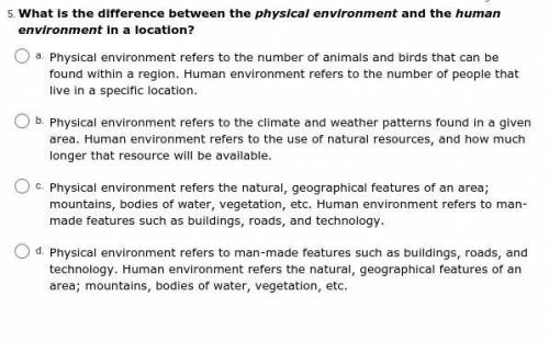 What is the difference between the physical environment and the human environment in a location?