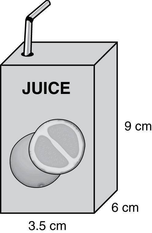 A small juice box is shown.

About how many cubic centimeters of juice will the box hold?
20
100
2