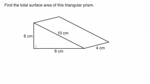 Work out the surface area of the triangular prism
there is a photo with the question on